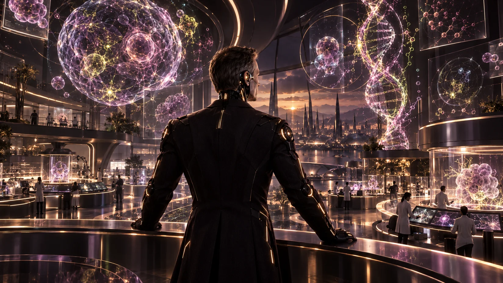 Concept artwork of the android founder overlooking an imagined research command center.